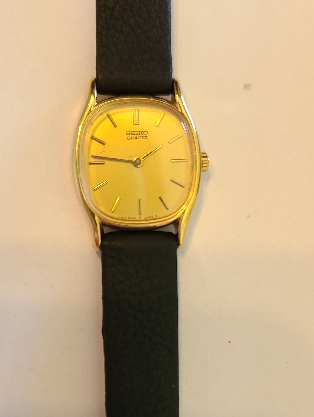 Seiko Gold-Tone Dial Watch with Black Strap